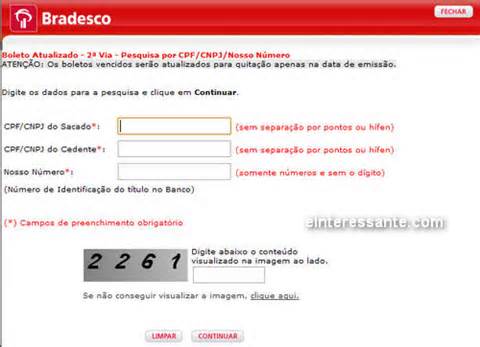 2° via pesquisar por CPF, CNPJ,Nosso Número