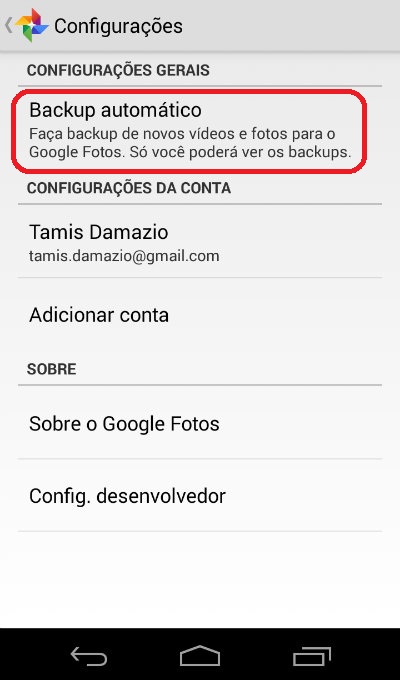 Como retirar o backup automático no Moto G