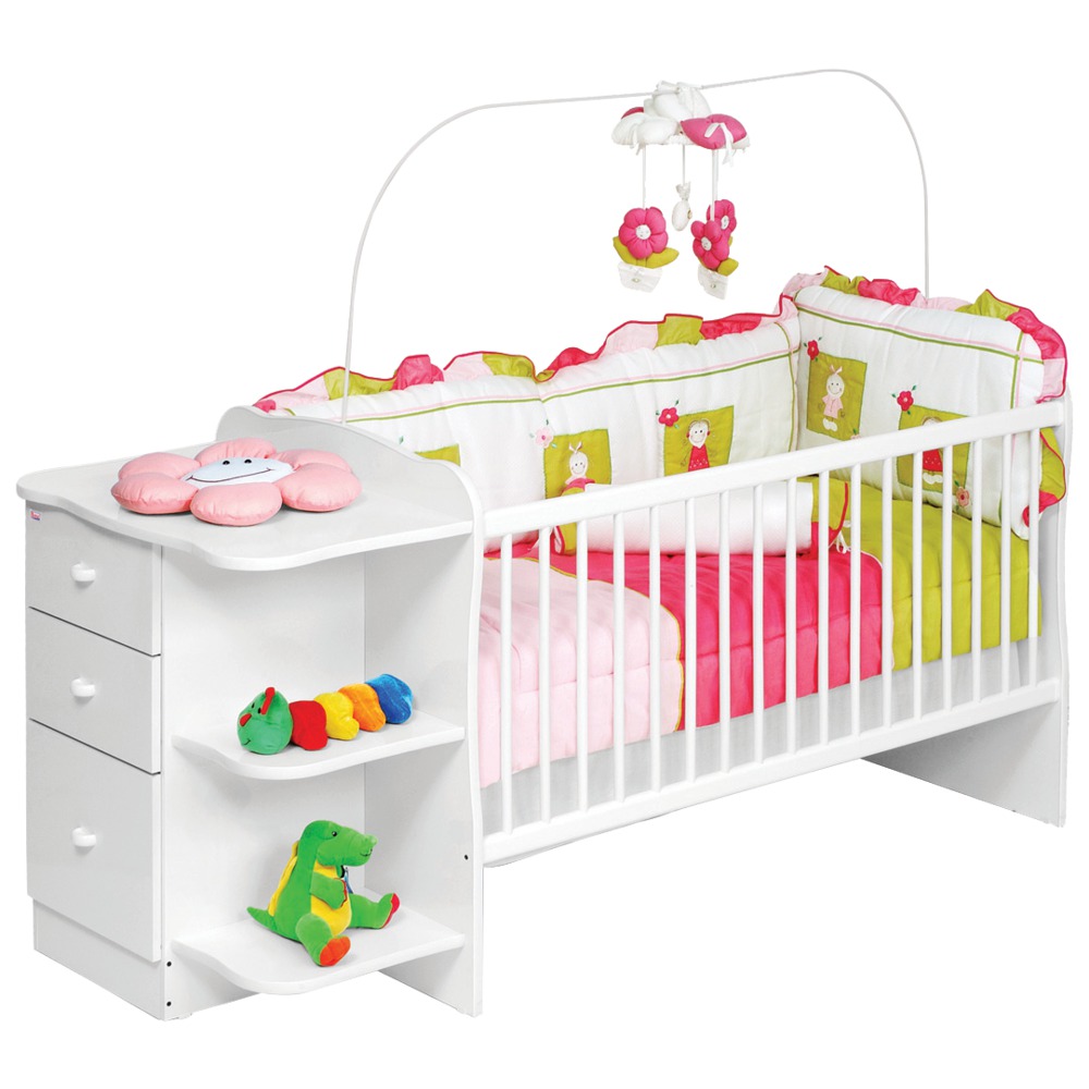 Berço cômoda Batrol 04.3013.05, 3 gavetas branco