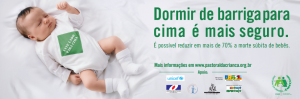 Recém nascido dormindo de barriga para cima, campanha, Pastoral da Criança.