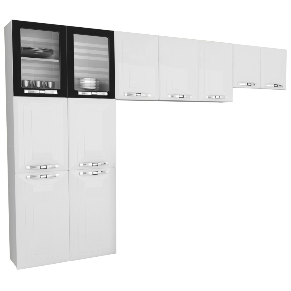 Cozinha de aço Colormaq Class Slim 3 peças branco e preto