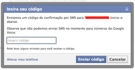 facebook enviar notificações para seu telefone via SMS
