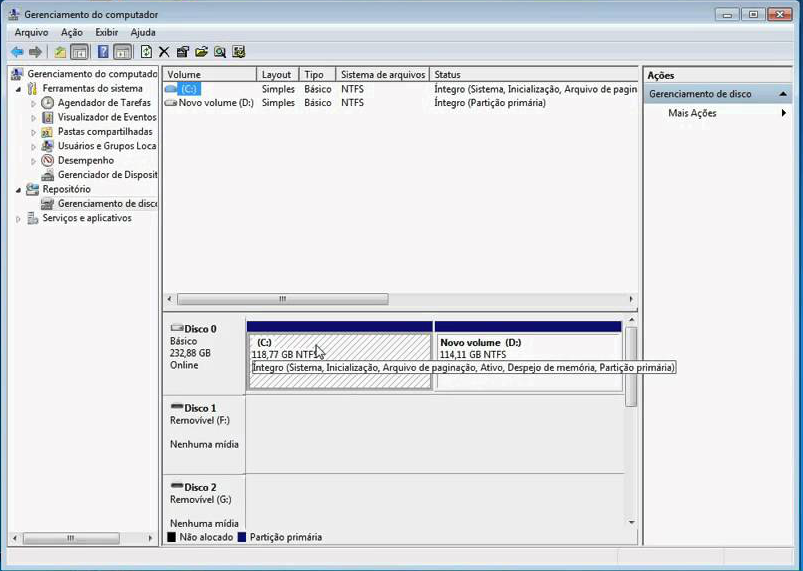 mudando partições do HD